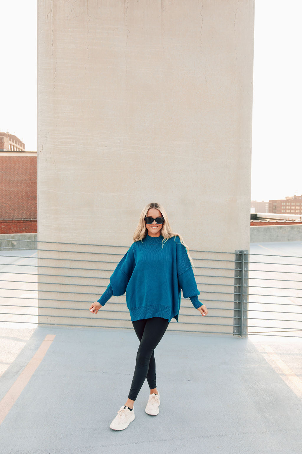 Say Yes Oversized Sweater-Ocean Blue