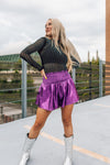 Purple Metallic Swing Shorts