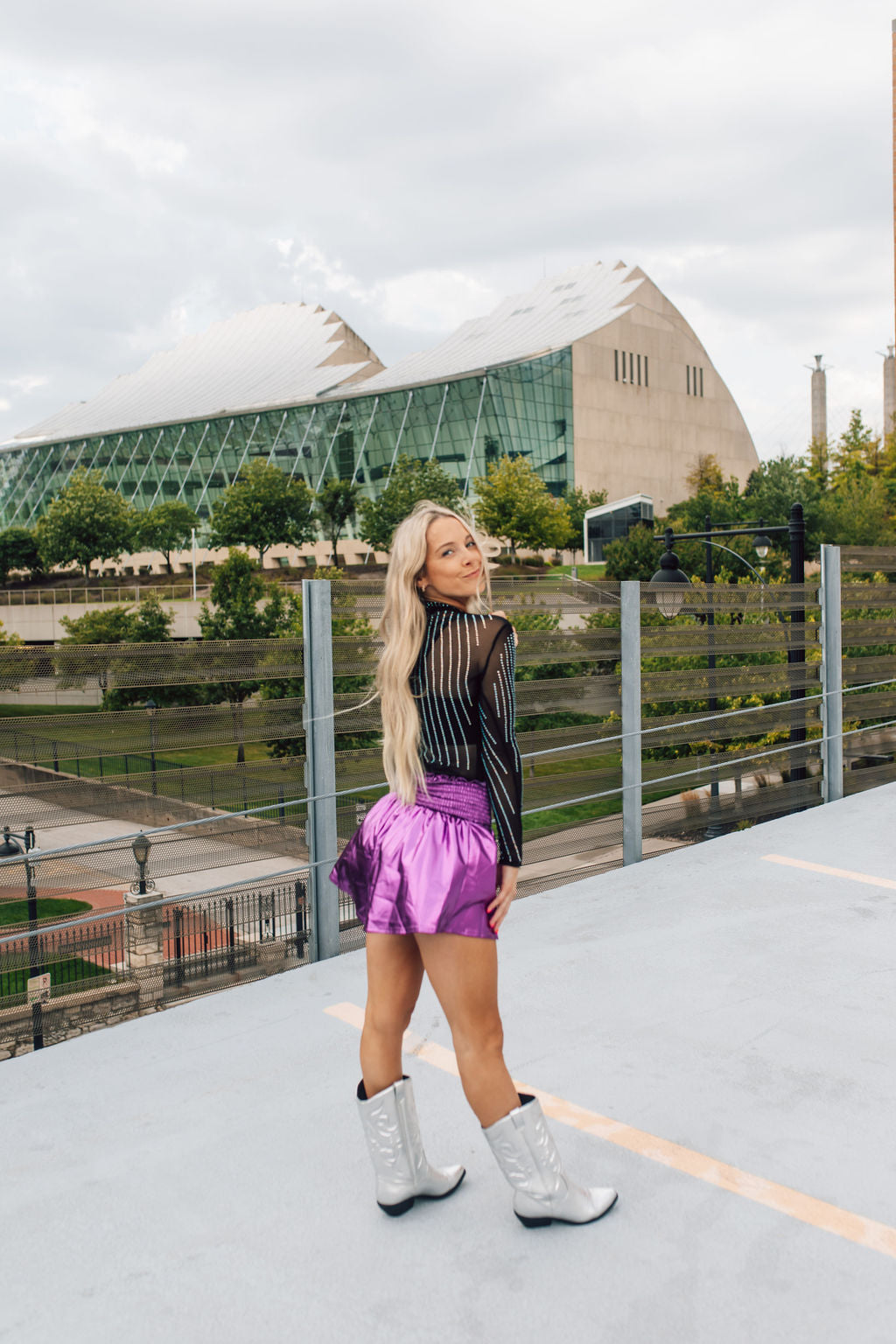 Purple Metallic Swing Shorts