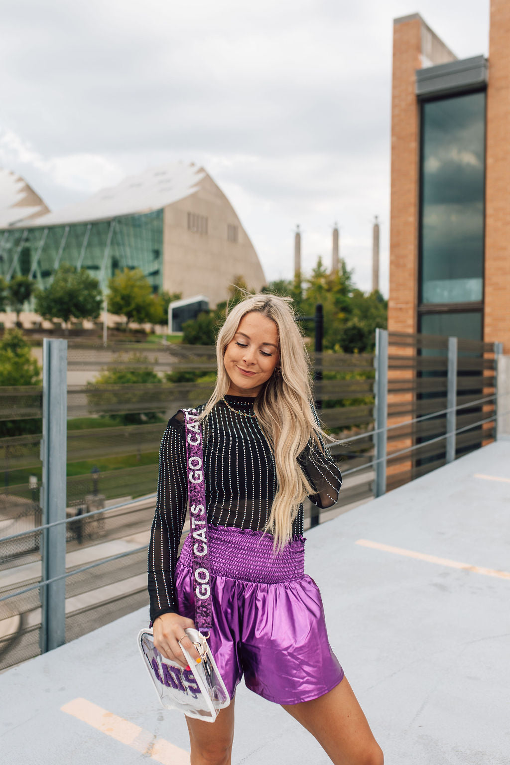 Purple Metallic Swing Shorts