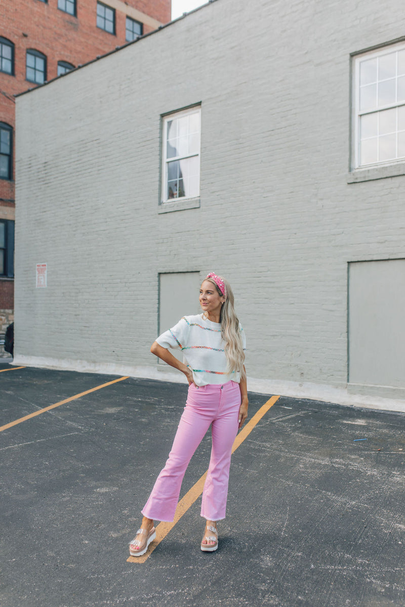 Pretty In Pink Flare Jeans