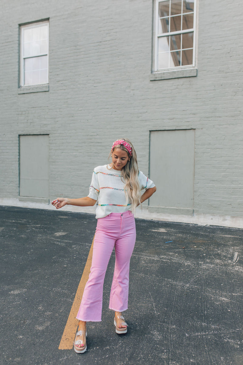 Pretty In Pink Flare Jeans