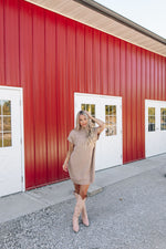 Home For The Holidays Sweater Dress-Taupe