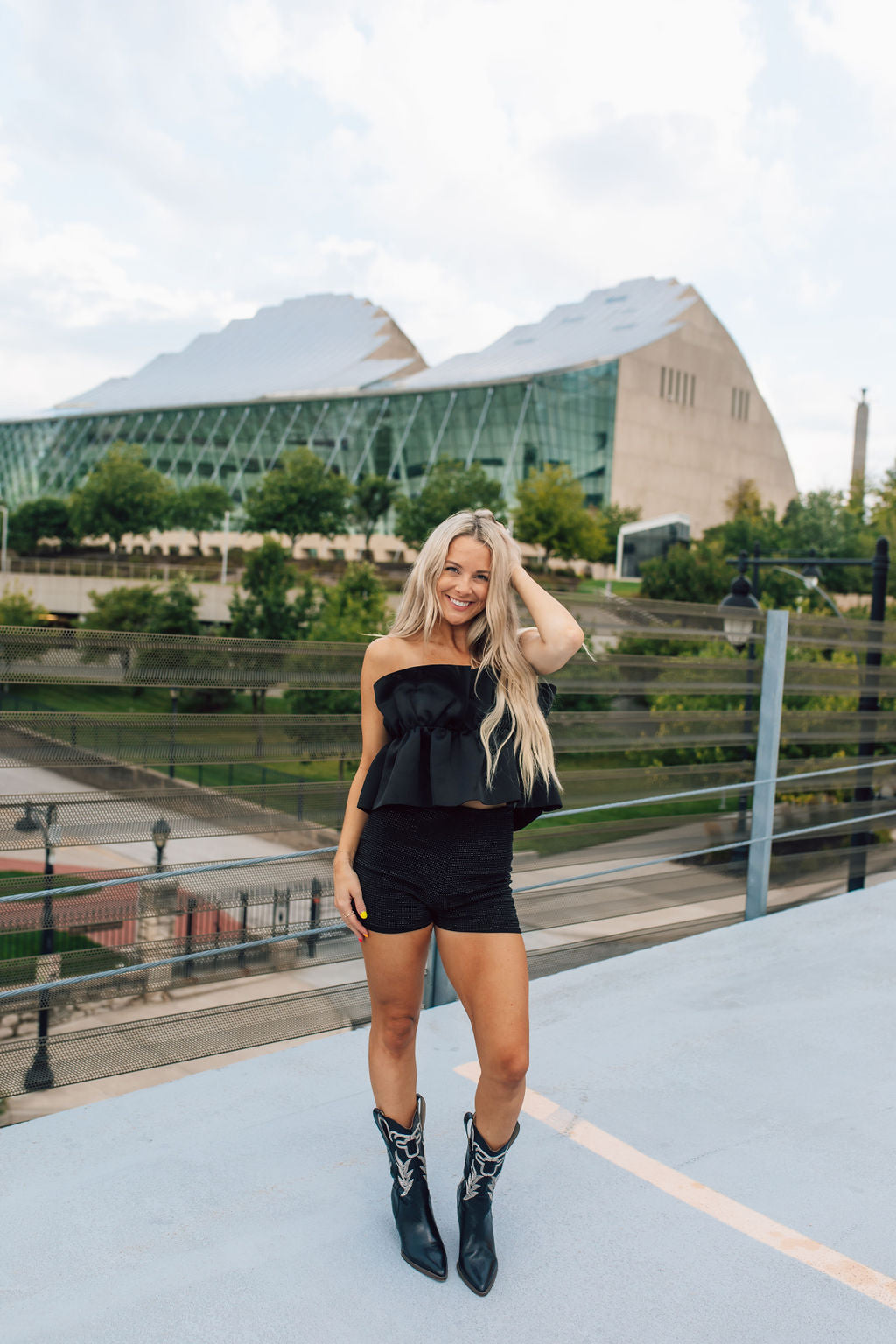 Black Ruffled Tube Top