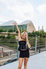 Black Ruffled Tube Top