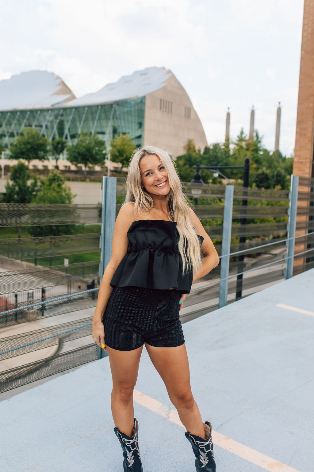 Black Ruffled Tube Top