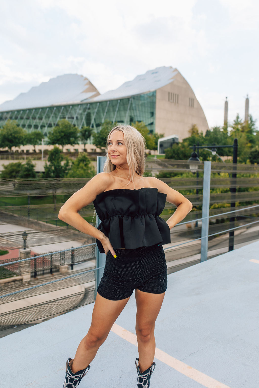 Black Ruffled Tube Top