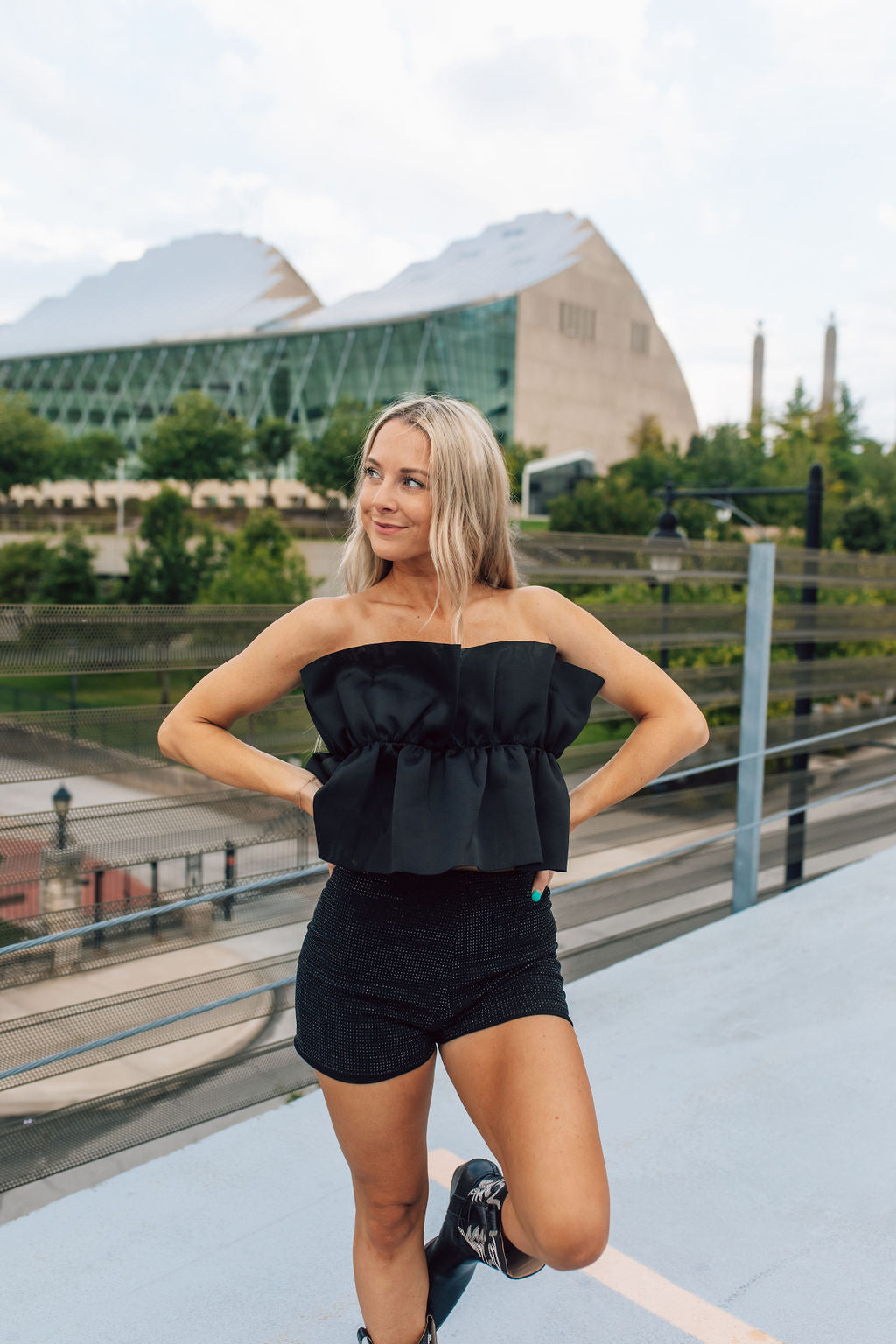 Black Ruffled Tube Top