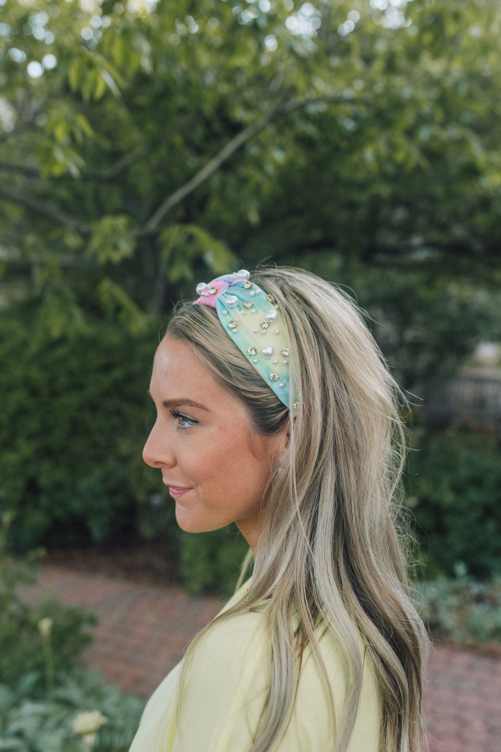 Tie Dye Rainbow Pearl Headband