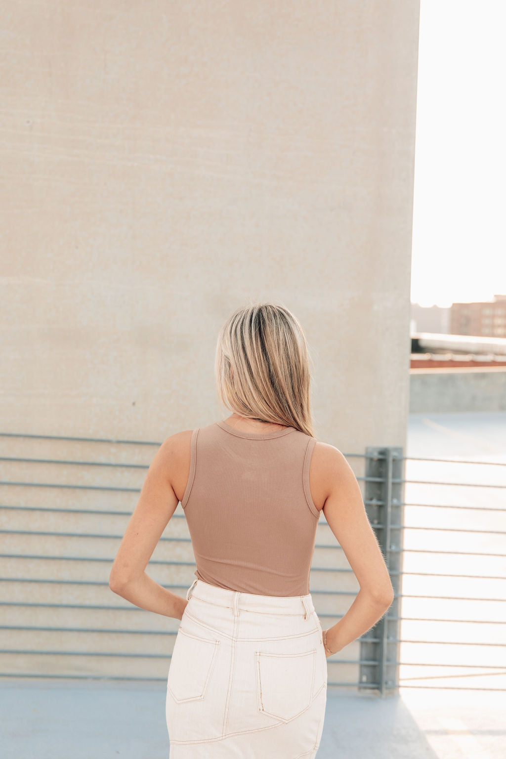 I'm So Basic Bodysuit--Tan