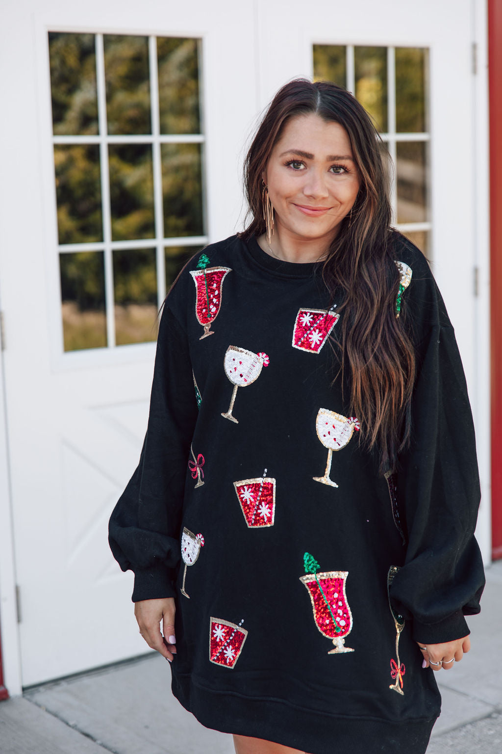 Christmas Cheers Cocktail Sweater Dress