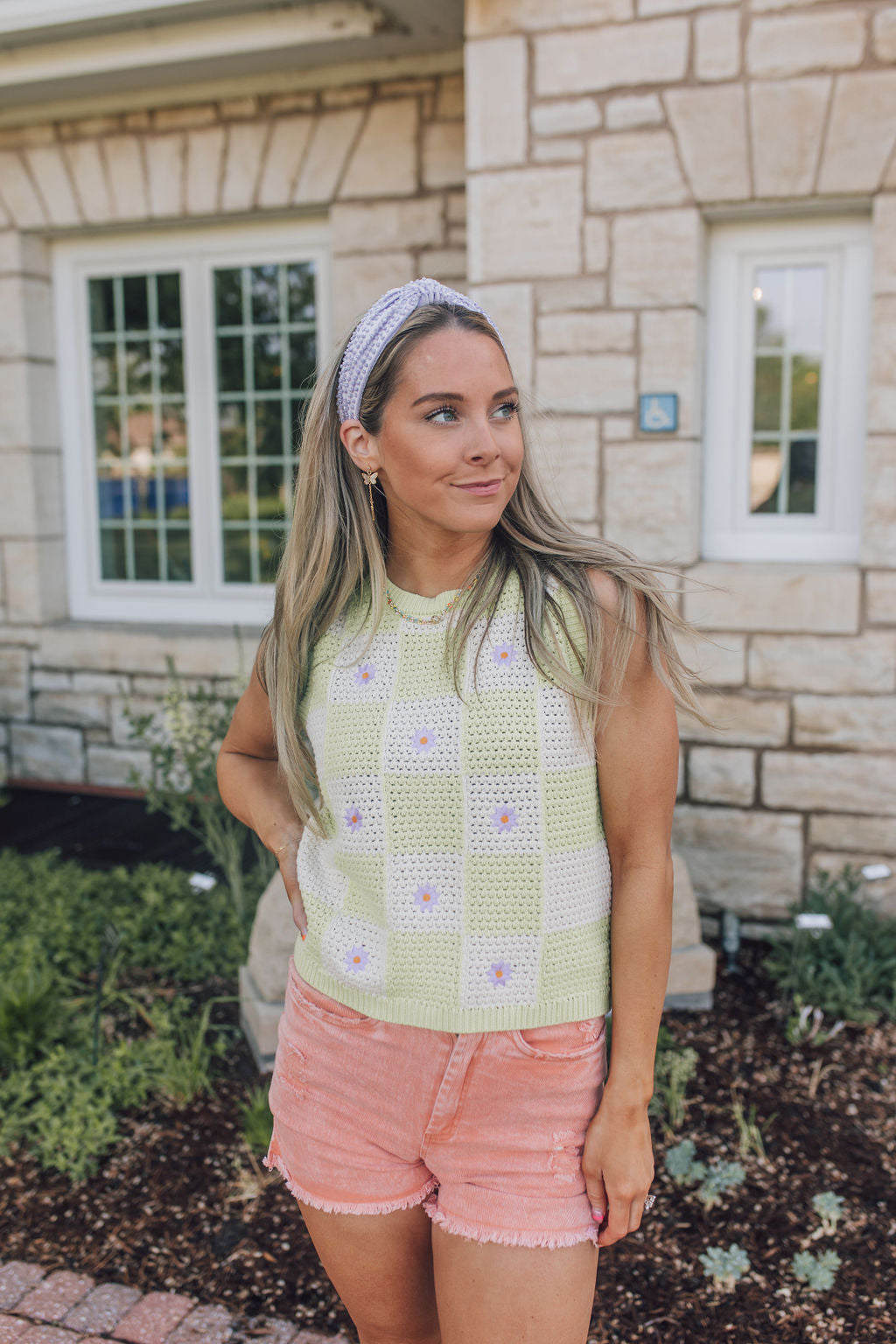 Springy Embroidered Sweater Tank