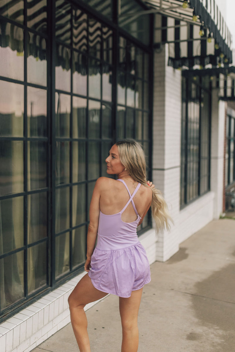 Hot Girl Summer Active Romper-Purple