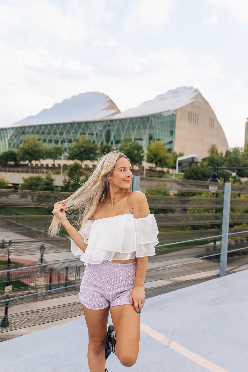 Lavender Rhinestone Shorts