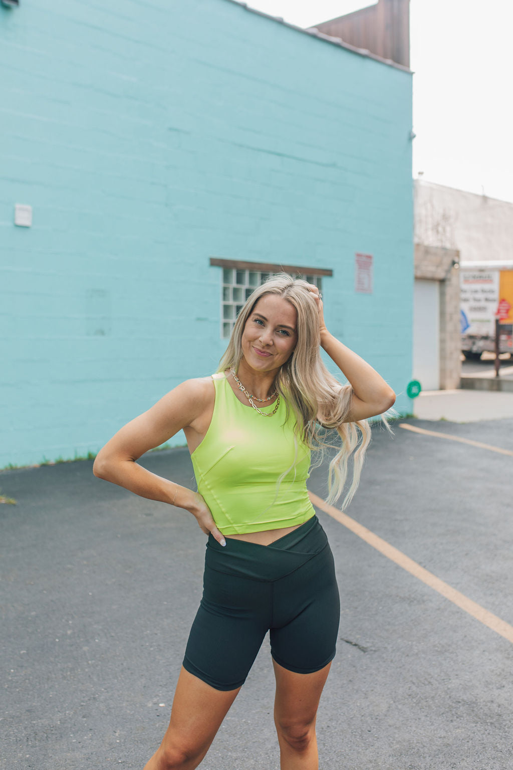 Butter Soft Long Line Tank-Neon Yellow