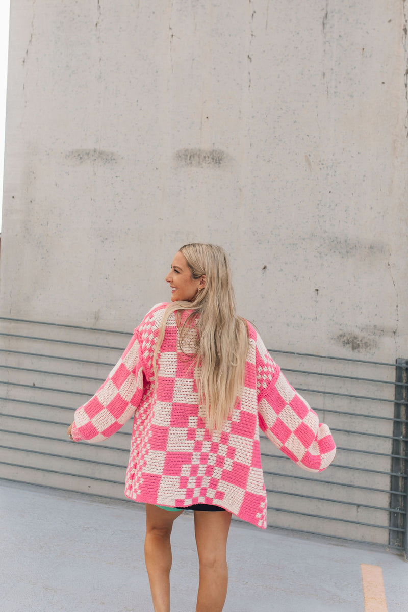 Keep Me In Check Cardigan-Pink Combo