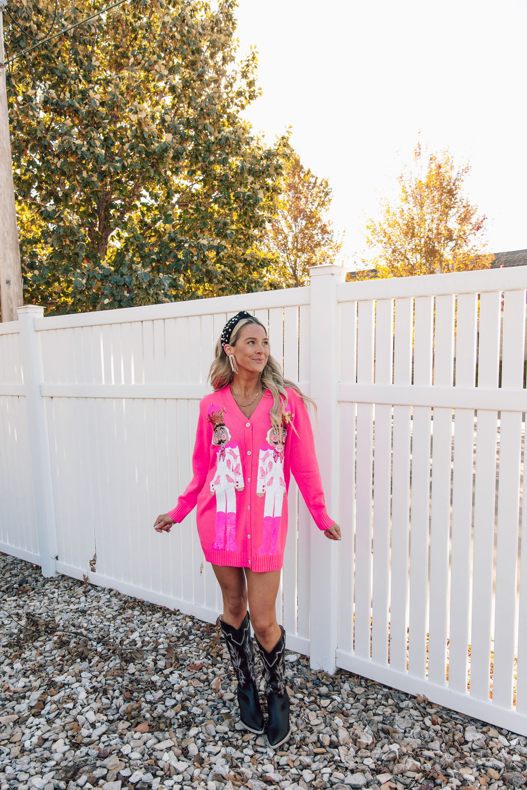 Neon Pink & White Tiger Blazer Nutcracker Cardigan Dress-Queen Of Sparkles