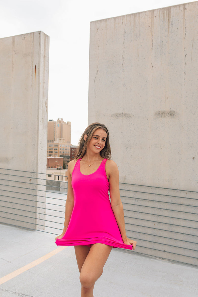 Butter Soft Athletic Dress-Bright Hot Pink