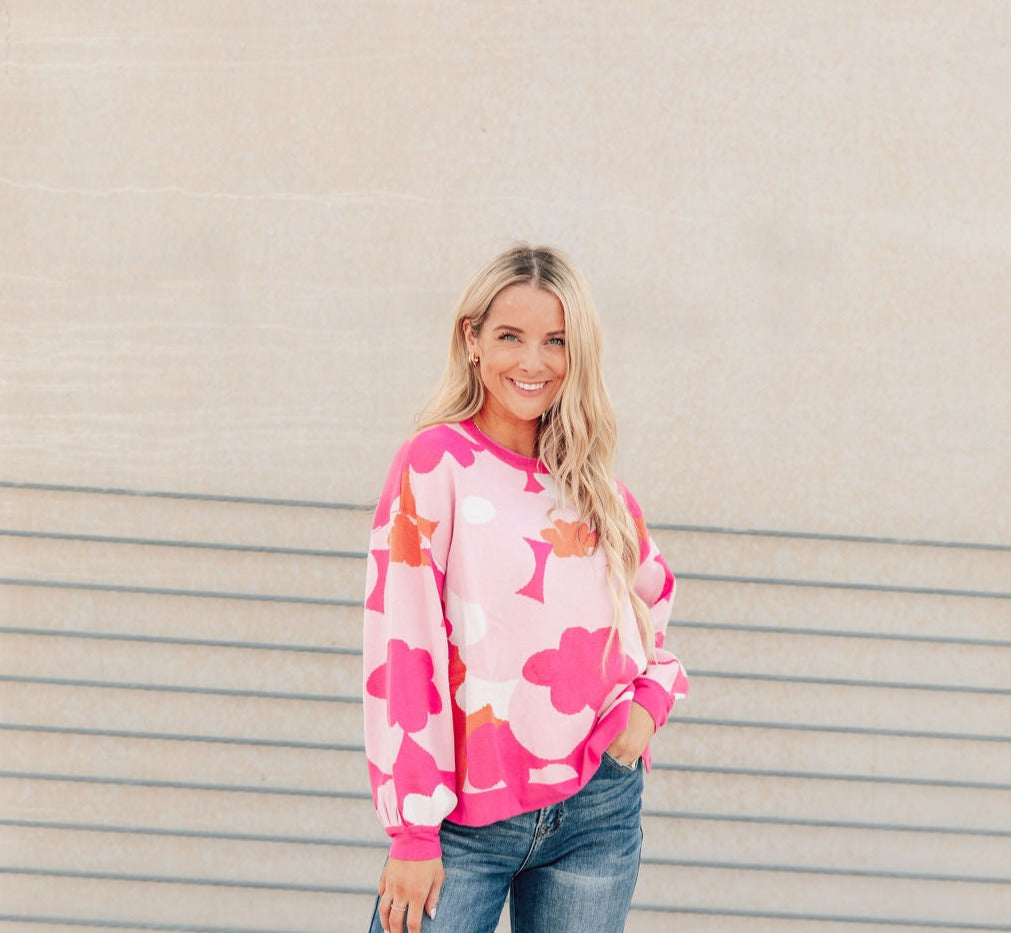 Never Stop Blooming Sweater-Pink