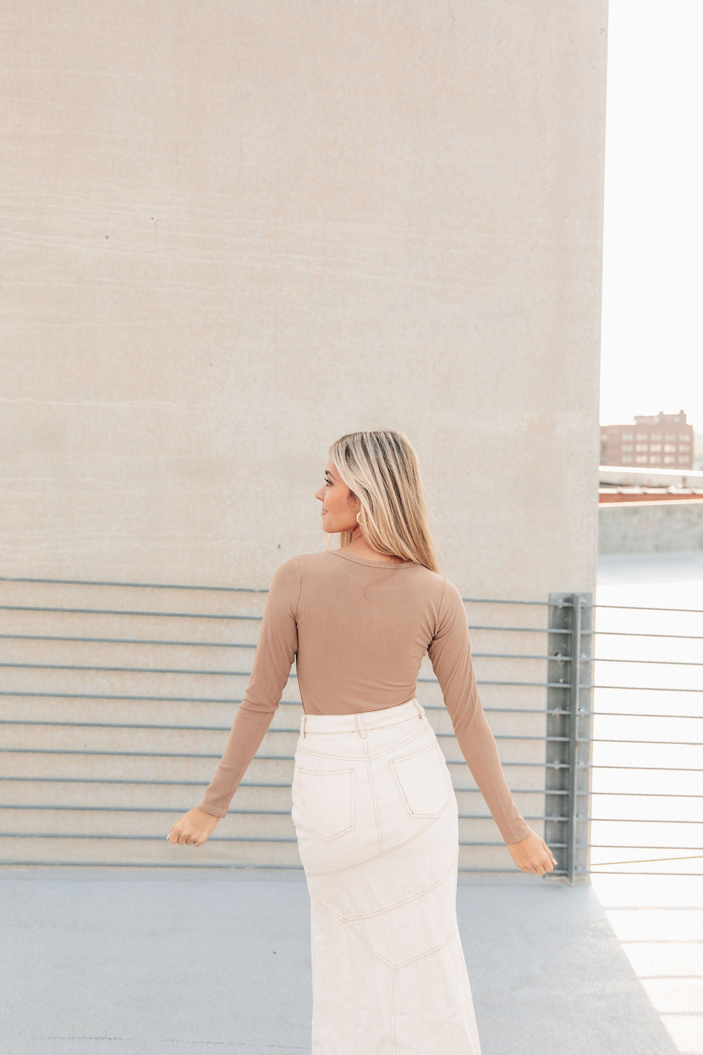 I'm So Basic Bodysuit LS-Tan