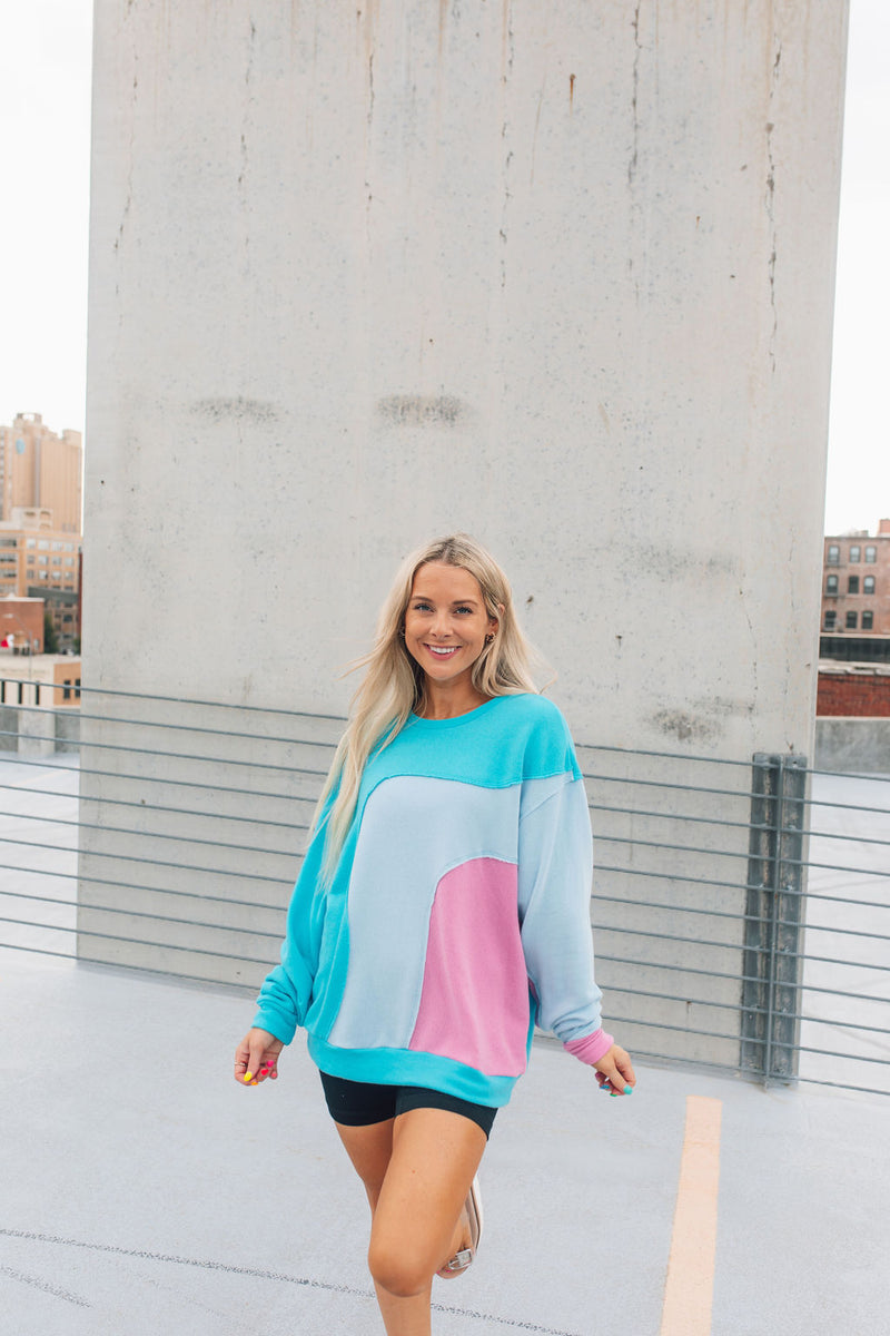 Cool-Toned Abstract Pullover