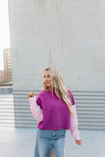 Berry Color Block Sweater