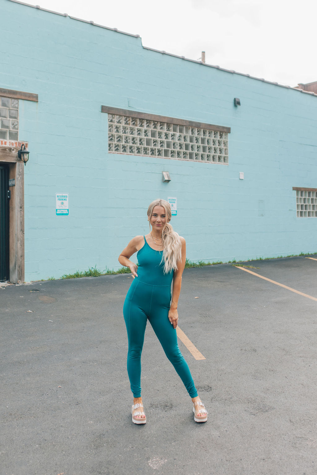 Blue Palm Onesie
