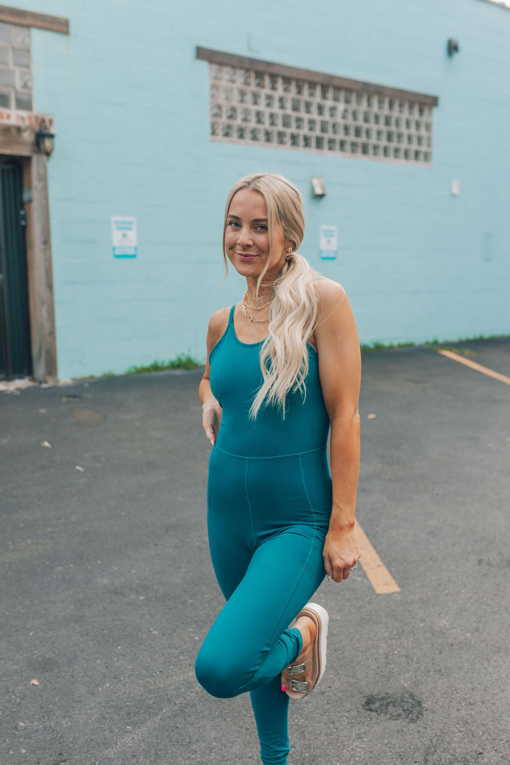 Blue Palm Onesie