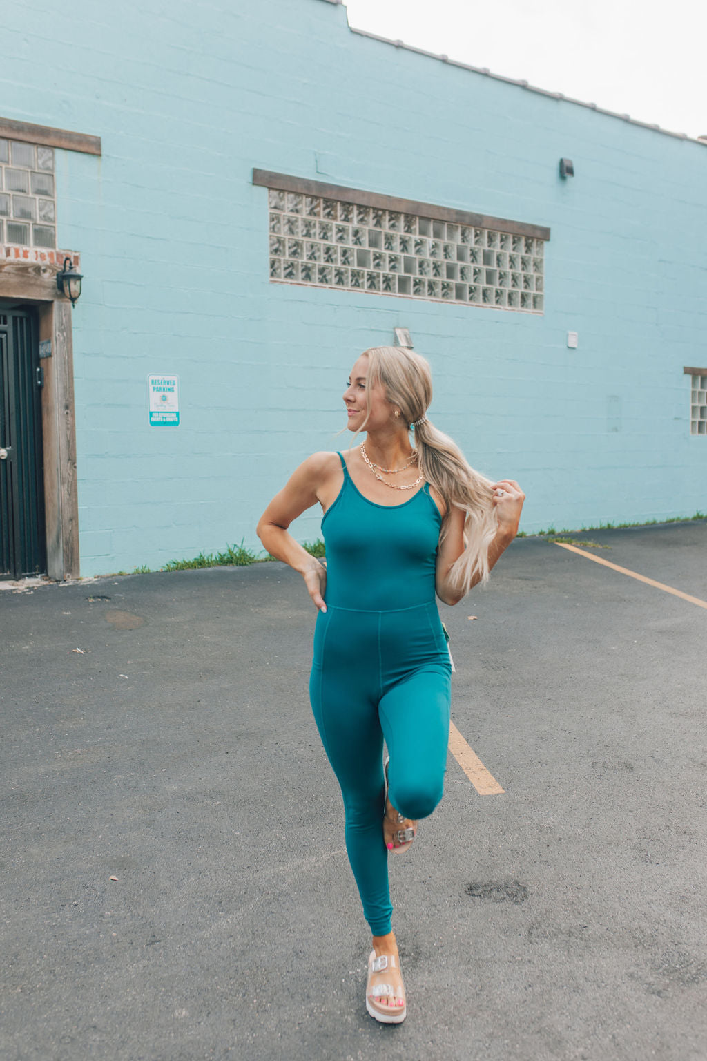 Blue Palm Onesie