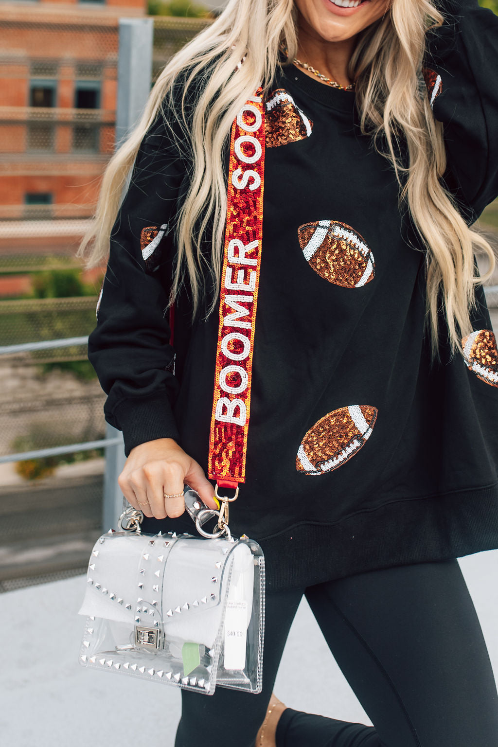 Boomer Sooner Sequin Bag Strap