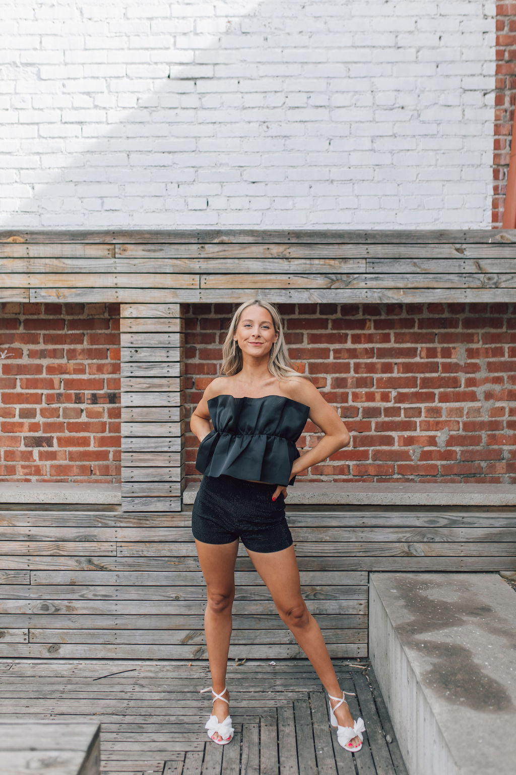 Black Ruffled Tube Top