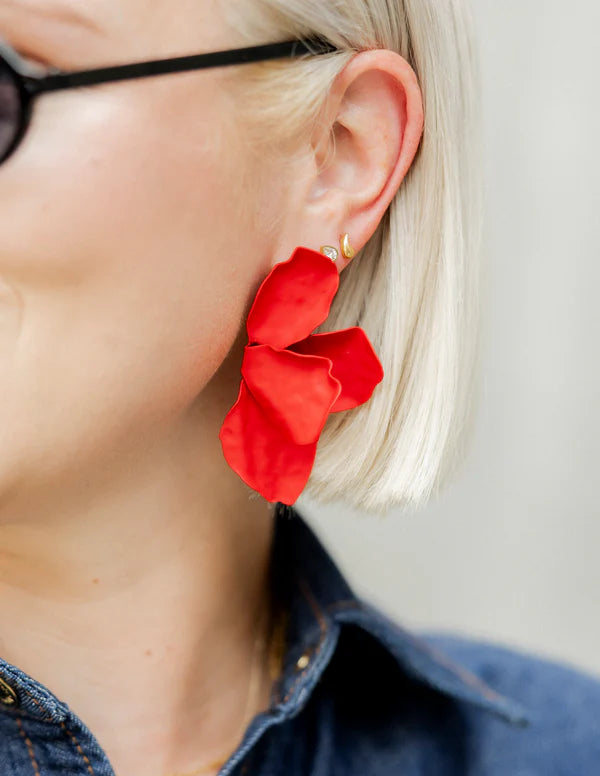 Eden Statement Earrings-Red