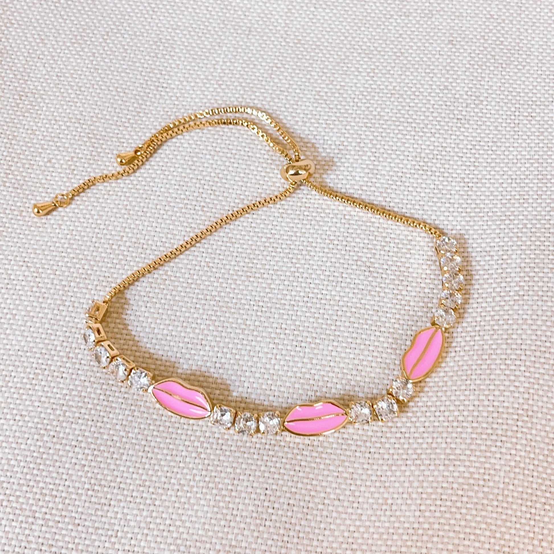 Kisses Rhinestone Adjustable Bracelet