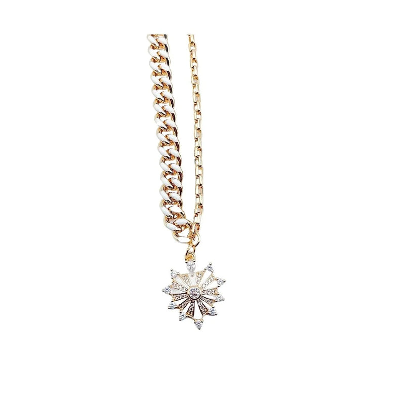 Chunky Spike Star Necklace-White