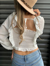 White Smocked Long Sleeve Top