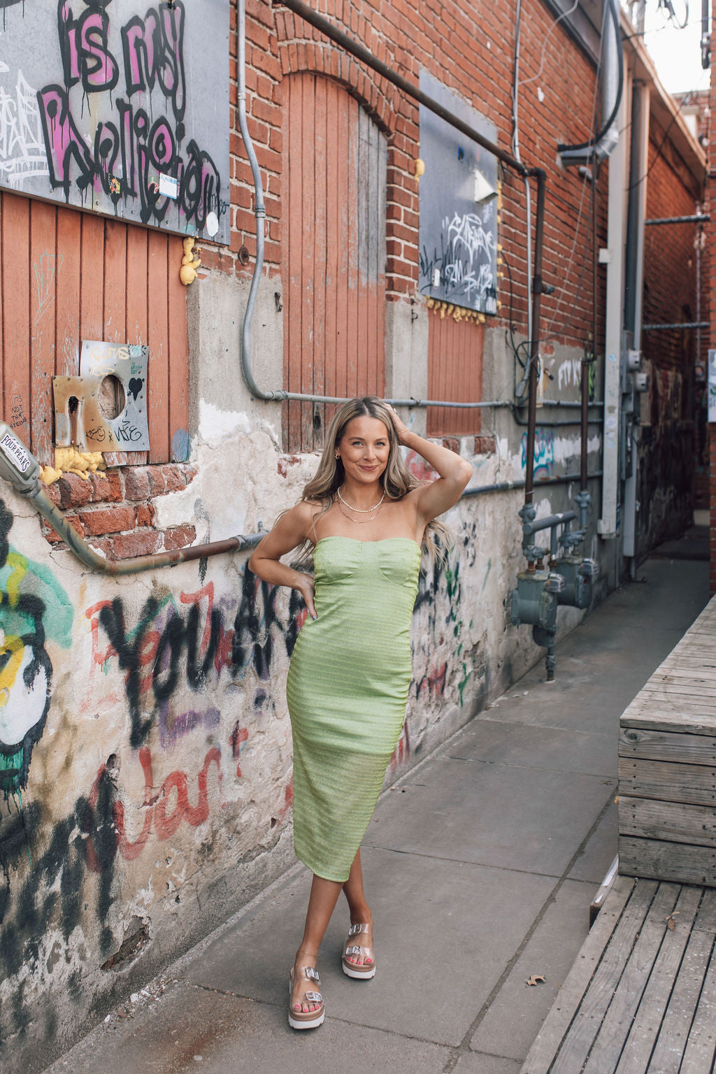 My Glitter Era Dress-Green
