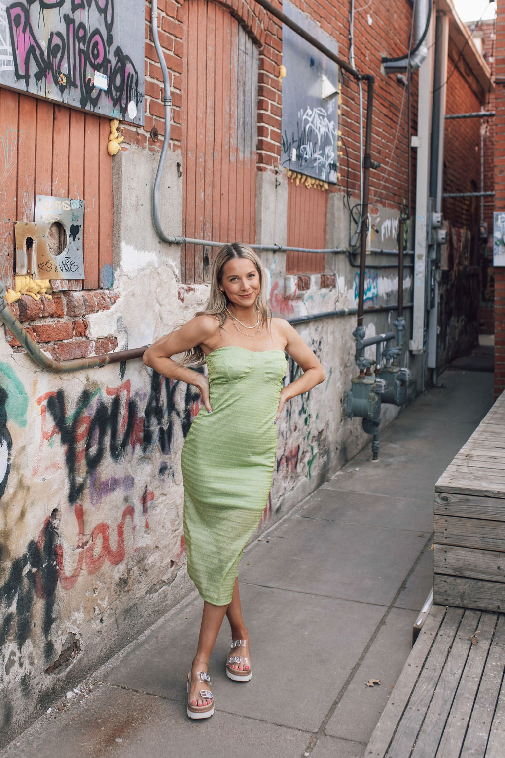 My Glitter Era Dress-Green