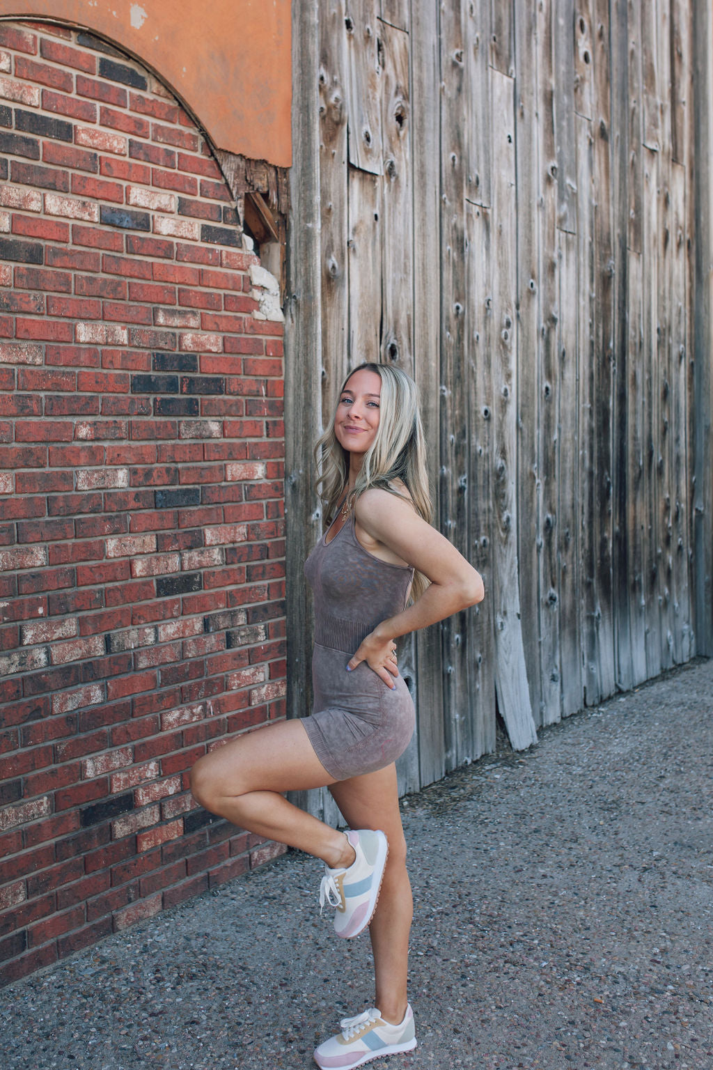 Jump On It Onesie-Mocha