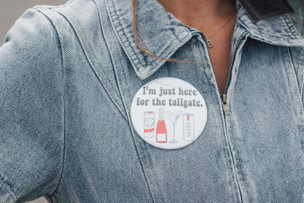 Here For Tailgate Button-Red
