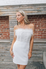 To The Chapel Feather Trim Dress