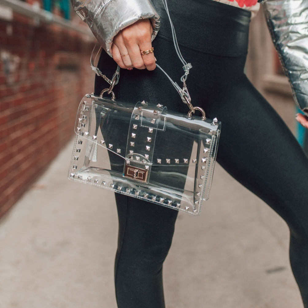 Silver Studded Clear Purse