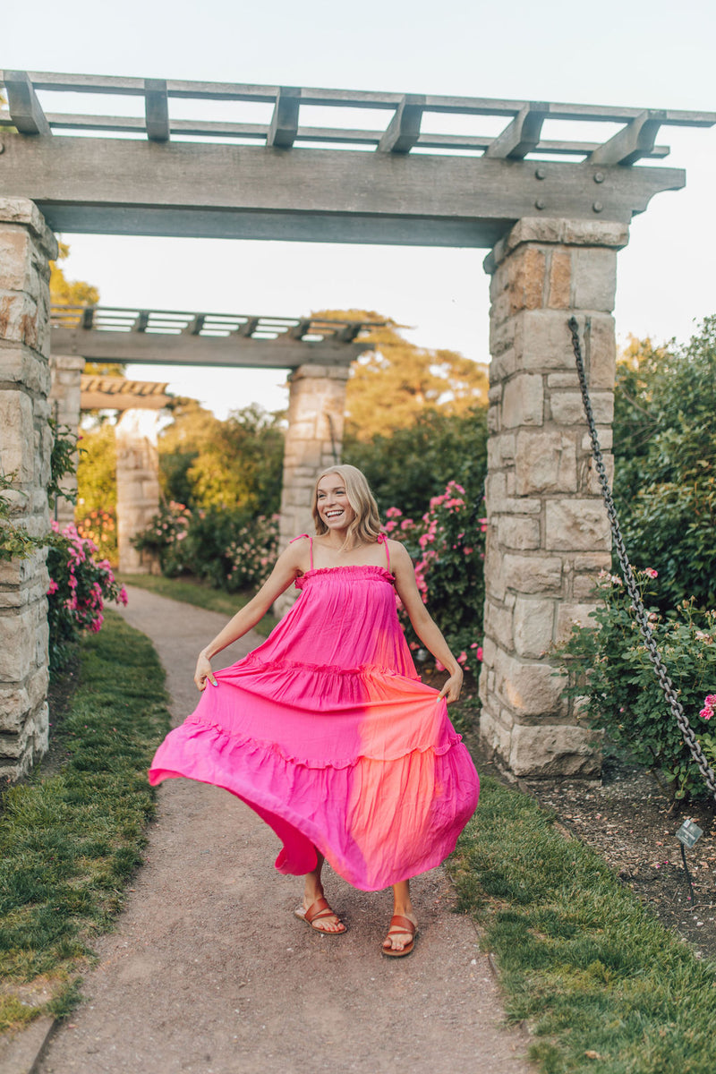Twirl Into Summer Maxi Dress- Hot Pink
