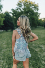 Floral Sequin Feather Tank- QUEEN OF SPARKLES