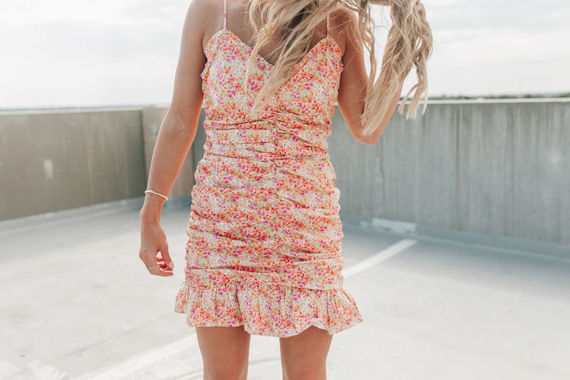 Floral Ruched Mini Dress