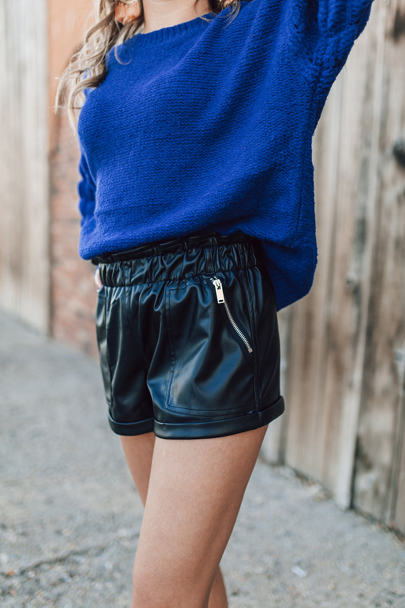 Black Faux Leather Shorts