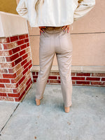 Ivory/Taupe Contrast Leather Pants