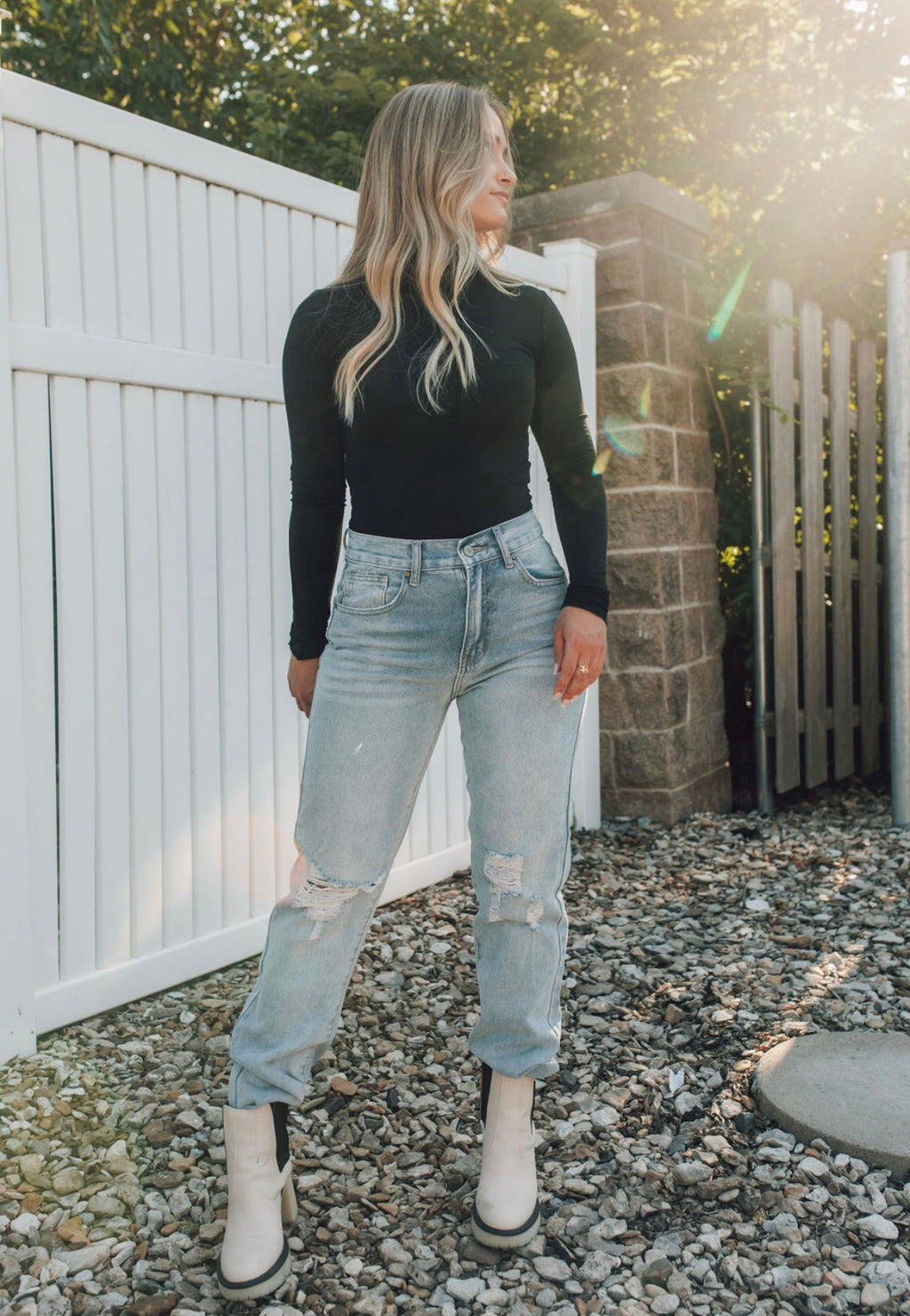 Charlotte Distressed Straight Jeans
