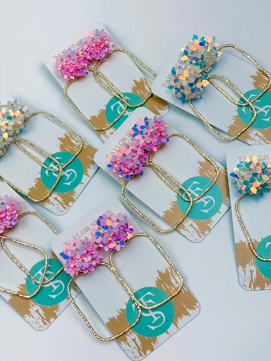 Iridescent Floral Hoops-Pink