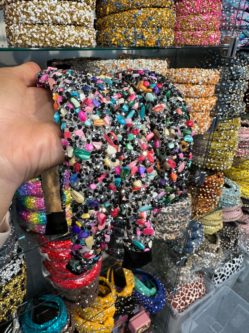 Confetti Stone Glitter Headband-Black